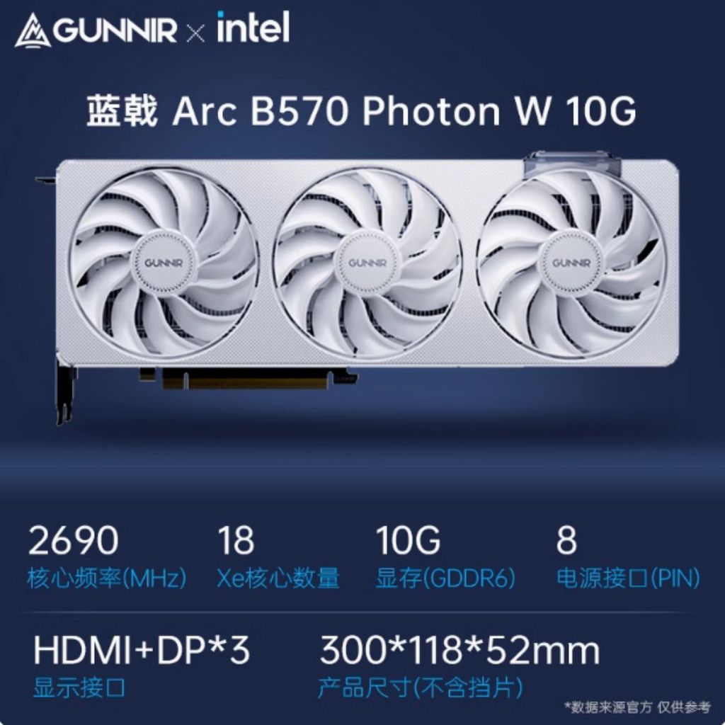 การ์ดจอ Intel Arc B570 Photon/Tri 10GB สำหรับเล่นเกม/AI/ถอดรหัส AV1