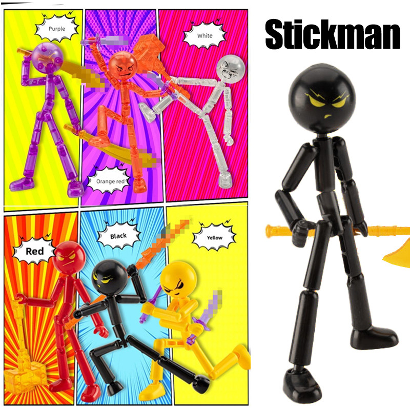 12 ซม.Stickman Assembly Model Matchstick Man Stickbot Action Figure สําหรับของขวัญเด็ก