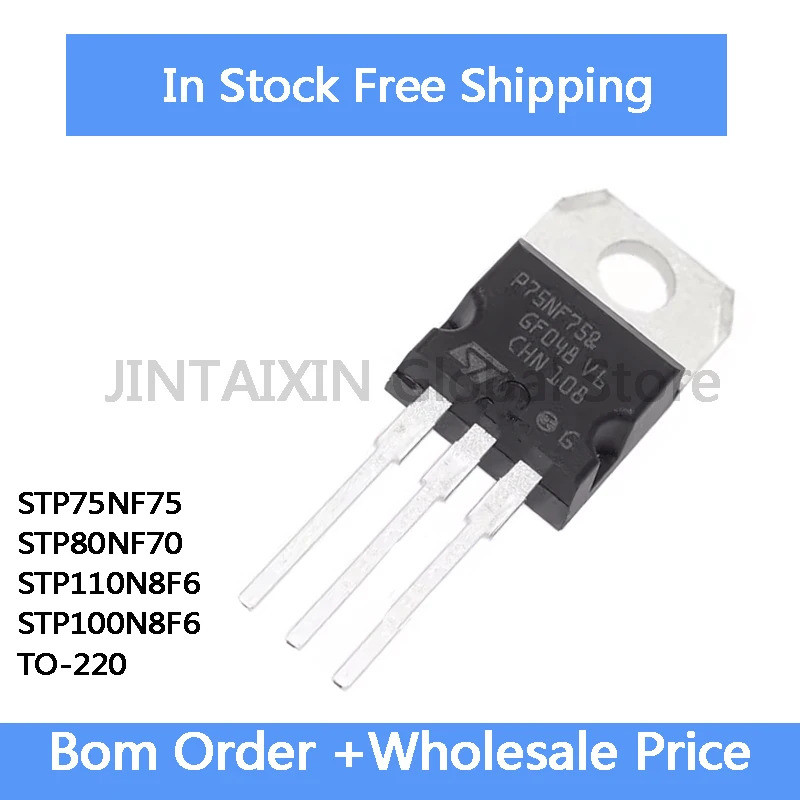 5 ชิ้น STP75NF75 STP80NF70 STP110N8F6 STP100N8F6 TO-220 ทรานซิสเตอร์เอฟเฟกต์ภาคสนาม