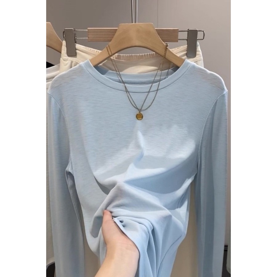 2026 Fashion 2026 Lyocell+Wool!High-End Lineฤดูใบไม้ร่วงฤดูหนาวBreathable All-Matchสบายถักรอบคอแขนยา