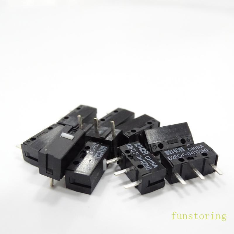 FUN 2 10 ชิ้น WhiteDots Mice Micro Switches D2FC-F-7N 100M เม้าส์ Micro ปุ่ม 3Pin 0 74N 100 ล้านคลิก