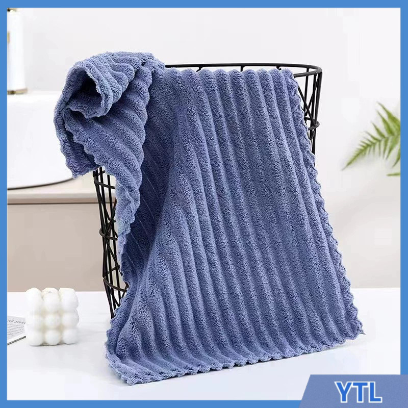 ผ้าขนหนู ผ้าเช็ดหน้า 35x75cm สีพื้น ขอบหยัก ซับได้ดีเยี่ยม พร้อมส่ง