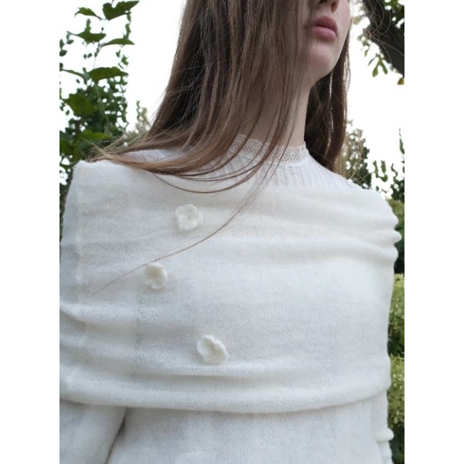 [SR-STUDIO] เสื้อกันหนาวไหล่เดียวสไตล์เกาหลีใต้ด่งแดมุน ลายดอกไม้สามมิติ - รูปที่ 4