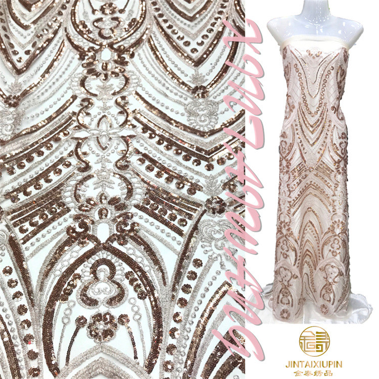 2yards3mm Sequined Gauze Fabric ชุดสตรียุโรปชุดราตรีอเมริกัน