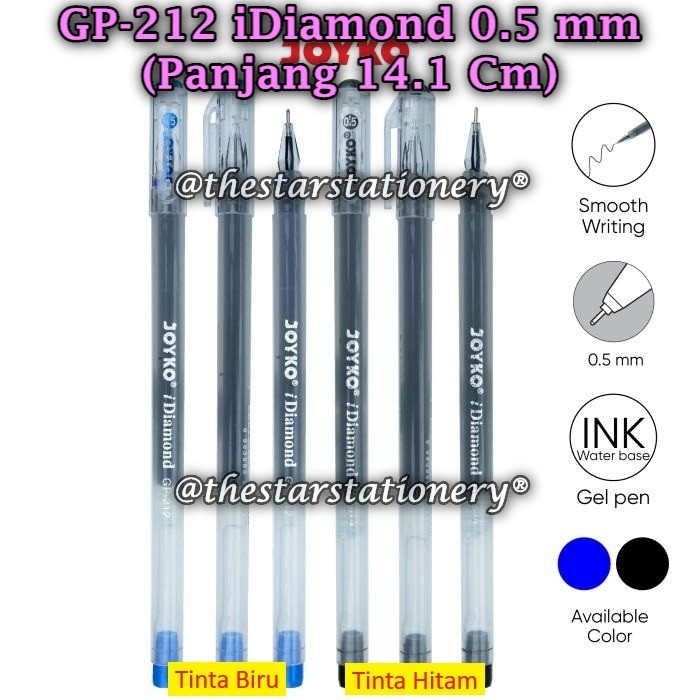 (1 ชิ้น) WHOLESALE JOYKO GP-212 iDiamond 0.5 mm Gel Pen / Joyko GP-212 Pen (1 ชิ้น)