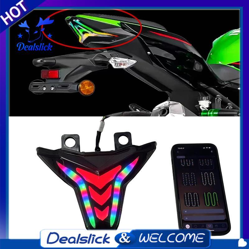 ไฟเลี้ยวเจ็ดสีสําหรับ ZX4R ZX6R Z1000 NINJA400/250 ไฟท้ายด้านหลัง RGB ควบคุม APP สีสัน