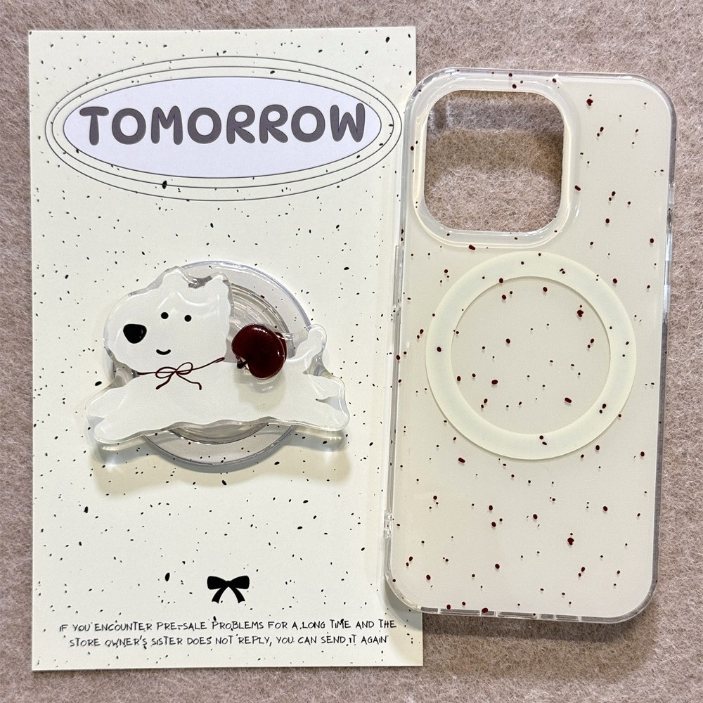 Simple Splash Ink Polka Dot Dog Magnetic Bracket เหมาะสําหรับ Samsung S20 S21 S22 S23 S24 S25 FE Ultra เคสโทรศัพท์ S25FE เคสป้องกัน