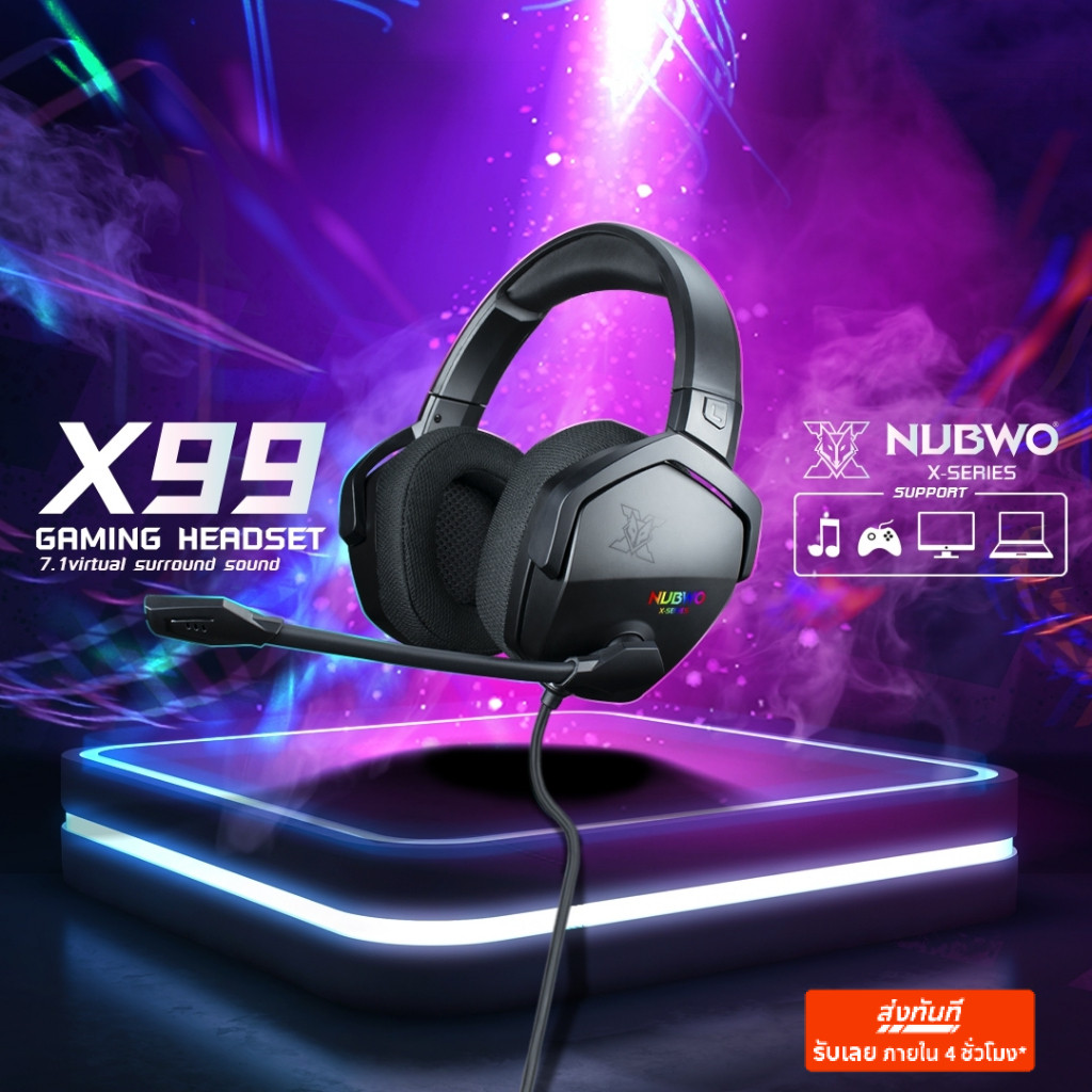 NUBWO X99 Pro Wireless Gaming Headset หูฟังเกมมิ่งไร้สายแบบ Tri-Mode เชื่อมได้ทั้ง Wireless Bluetooth และ 3.5 mm