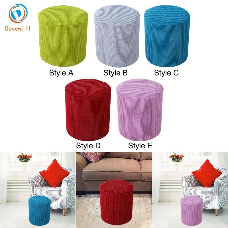 [Dovewill] Round Ottoman Cover Ottoman Slipcover Stretch Portable น้ําหนักเบาสบาย
