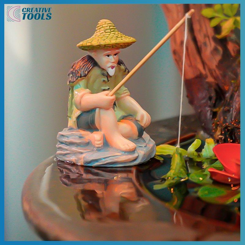 พร้อมสต็อก Creative Miniature Old Man เครื่องประดับตกปลา PVC Jiang Tai Gong ตกปลาถังปลาบอนไซสวน Roery Aquascape ตกแต่ง