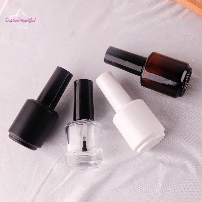<DBFl-t> 15ml ขวดยาทาเล็บแก้วใสที่ว่างเปล่าพร้อมฝาปิดแปรงคอนเทนเนอร์เครื่องสําอางขวดแก้วเล็บพร้อมแปรงใหม่