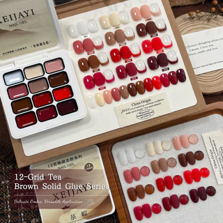 XEIJAYI - ยาทาเล็บเจลสีน้ำตาลและแดงเข้มข้น ชุด 12 สี เหมาะสำหรับใช้ในชีวิตประจำวัน