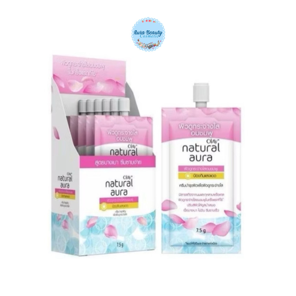 (6ซอง/กล่อง) Olay Natural Aura Pinkish Glow 7.5g โอเลย์ เนเจอรัล ออร่า พิงค์คิช โกลว์ แบบหัวหมุน  🍀
