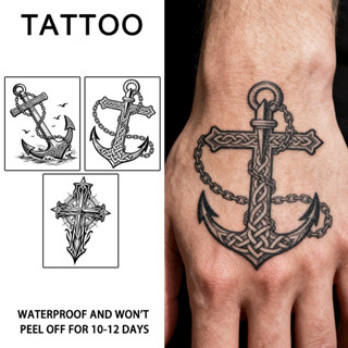 Nautical Anchor และ Cross สติกเกอร์รอยสักชั่วคราวกันน้ํายาวน…