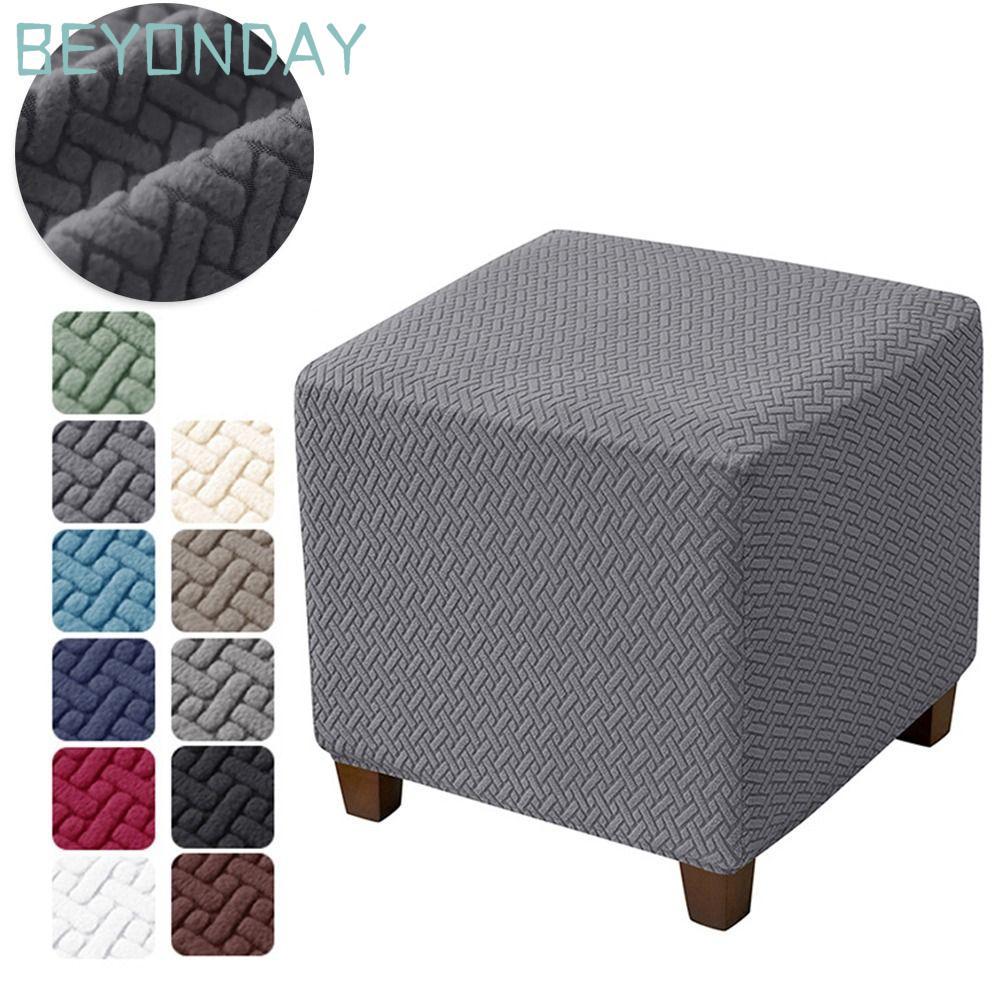 GUOGUA Square Stool Cover,สีทึบยืดหยุ่นJard Ottoman Cover,T-Shape Soft Velvet Footrest Slipcoverตกแต่งบ้าน