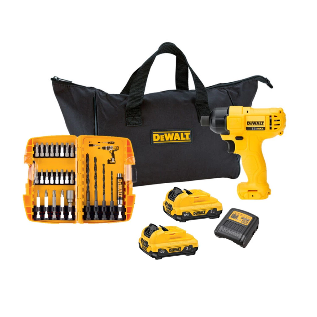 ไขควงกระแทกไร้สาย DEWALT 12V Max DCF805D2A-B1 ครบชุด พร้อมดอกสว่าน 27 ชิ้น