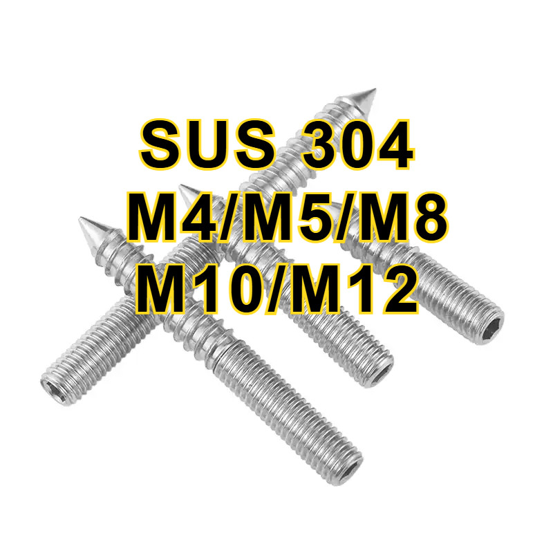 304 สแตนเลสสตีลปลายปลายปลายปลายสกรูหางหก/สลักเกลียวสองหัวปลายแหลม หกเหลี่ยมใน สแตนเลส 304 กันสนิม สำ