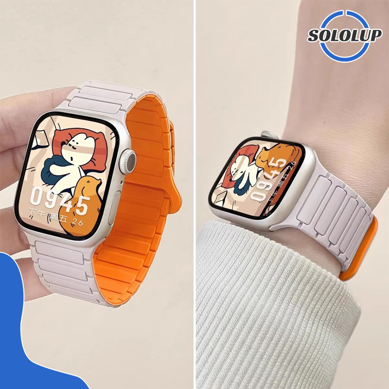 สายคล้องแม่เหล็ก สายซิลิโคน for Iwatch Series 11 10 9 8 7 6 5 4 SE 3 2 Apple Watch Ultra 3 2 49 46 45 42 41 40 44 38 มม