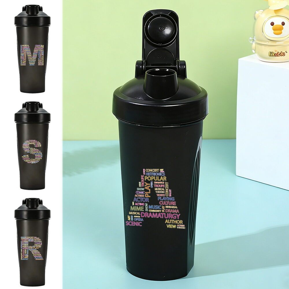 600ML Protein Shaker Bottle BPA-Free Water Bottle For Gym, Office & Travel With Mixing Ball Saw Text Series