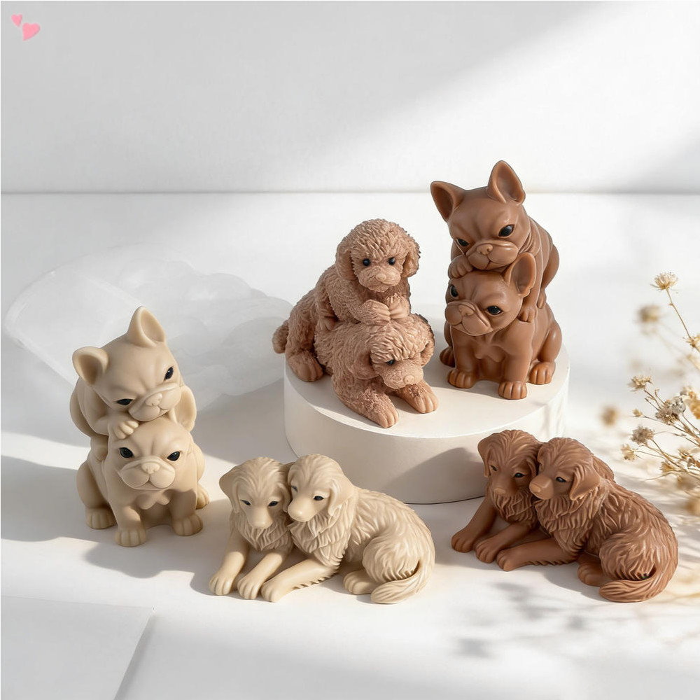 แม่พิมพ์ลูกสุนัขวางซ้อนกันได้3ง-เสาเทียนคลื่นและแม่พิมพ์สบู่สําหรับการหล่อเรซิน,การทําเทียนและอุปกรณ์งานฝีมือ - รูปที่ 2