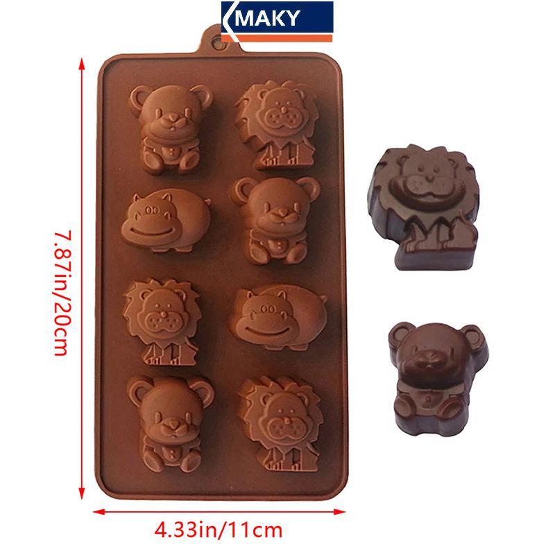 MAKY แม่พิมพ์ซิลิโคนสัตว์ Hippo Lion Bear Shape สบู่ช็อคโกแลตเค้ก DIY เครื่องครัว TH - รูปที่ 3