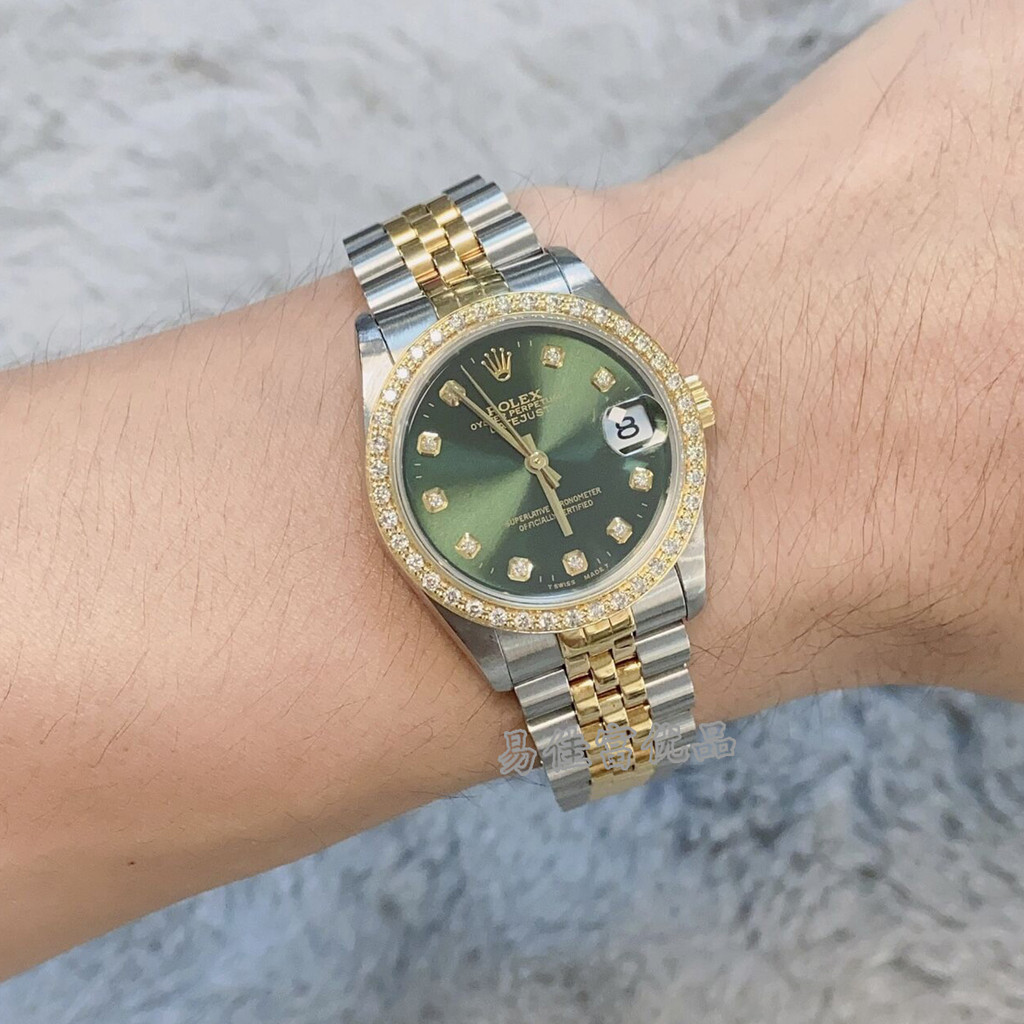 Rolex Rolex 31mm Log Type Olive Green Gold Diamond นาฬิกากลไกอัตโนมัติสุภาพสตรี 68373