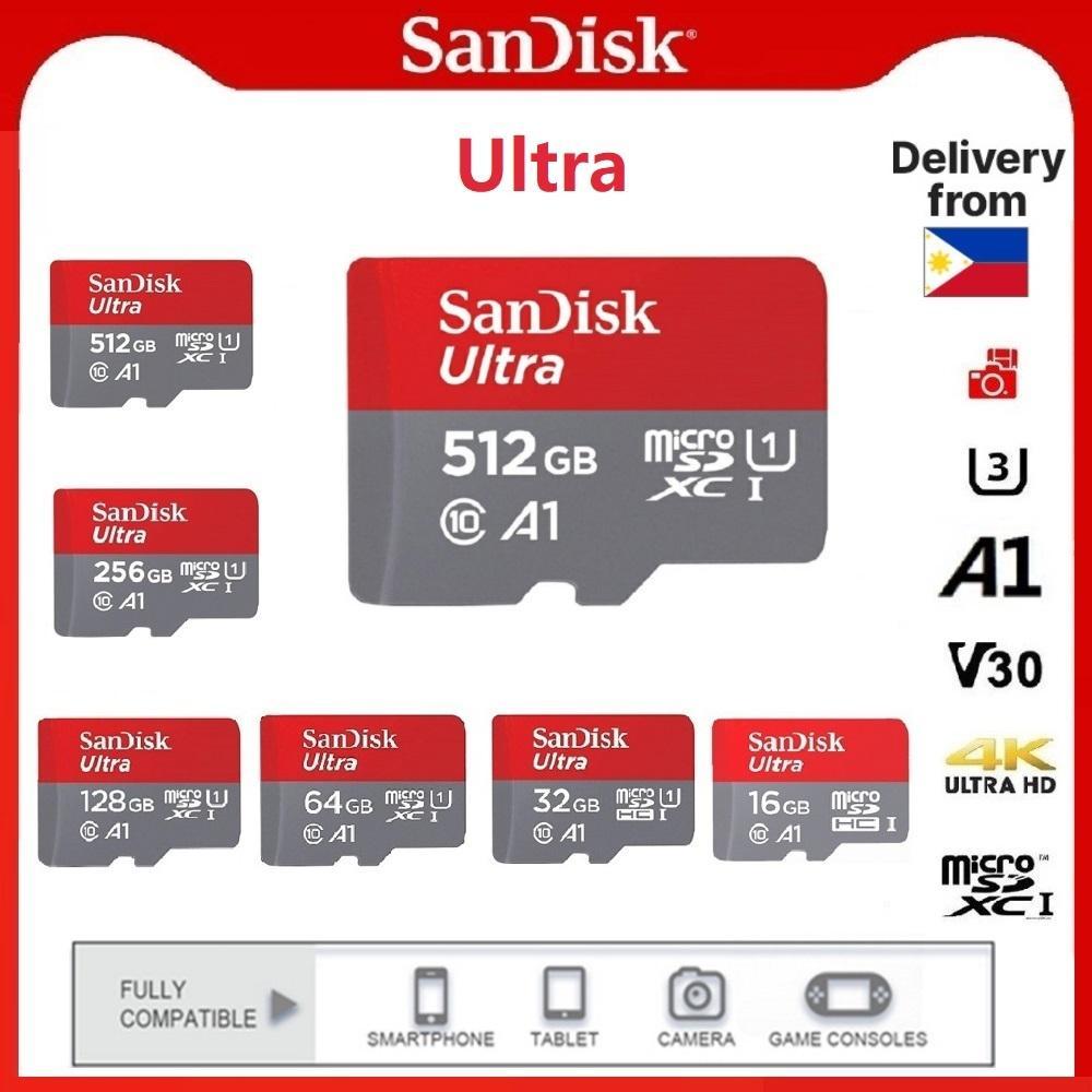 SanDisk Ultra 128GB 512GB SD Card 256GB 64GB 32GB 16GB Memory Card A1 C10 Micro SD Card (COD) sd  ca