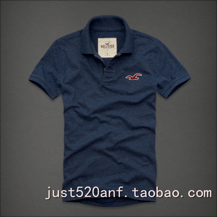 Hollister Classic Seagull พิมพ์ป้ายเล็กเสื้อโปโลผู้ชาย Casual Lapel Casual Breathable Top 0130