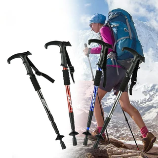 ไม้เท้าเดินป่า ปรับความสูงได้ 53-110cm Trekking Pole โช้คอัพ อลูมิเนียม ด้ามจับแนวตั้ง ไม้เท้าปีนเขา