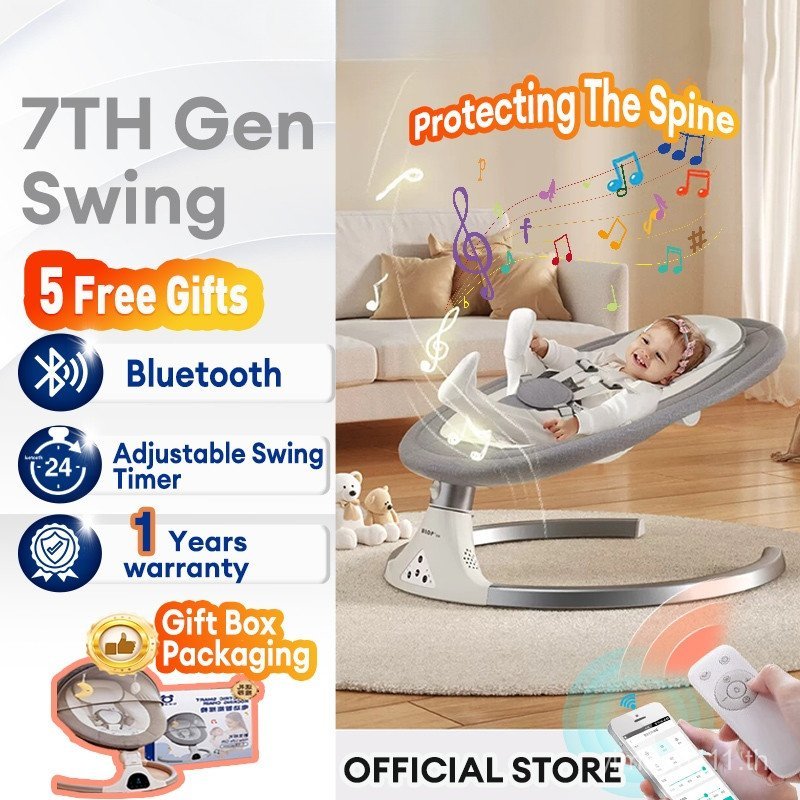 ฟรีกล่องของขวัญ Baby Swing เปลเด็ก Swing เปลเด็กไฟฟ้า Baby Auto Swing