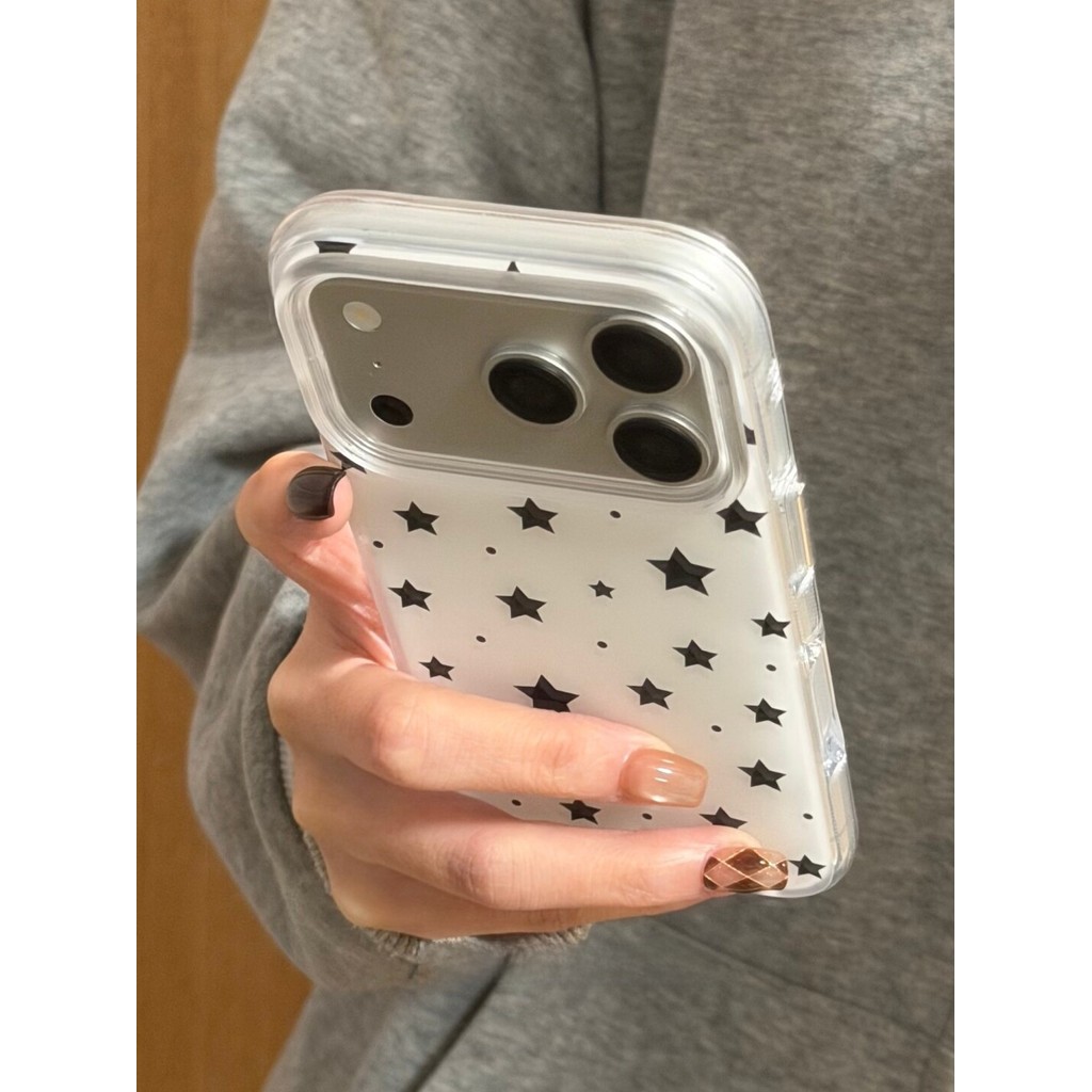 เคสโทรศัพท์ Ins สไตล์เกาหลี Polka Dot สีชมพูดาวสีน้ําตาลกล้องป้องกันความงาม Minimalist สําหรับ IPhone 17 Pro Max 16 Pro 15 14 Pro