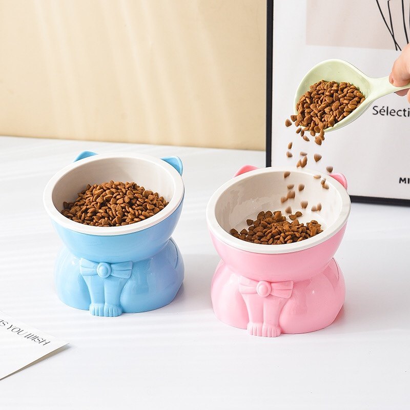 Clearance Split Cat Bowl ชามเซรามิกสัตว์เลี้ยง Cat ชามดื่มชามอาหารแมวป้องกันกระดูกสันหลังส่วนคอปากเอ