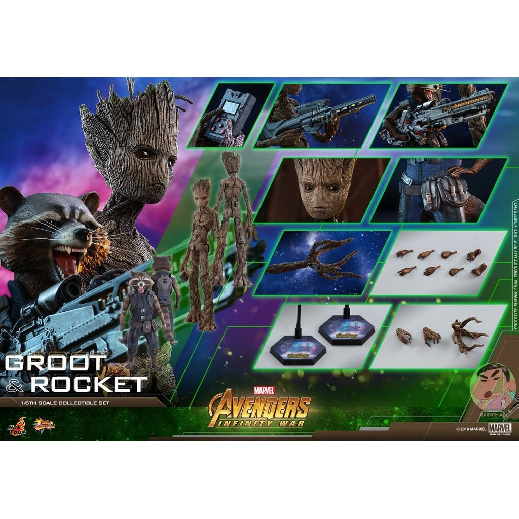 ( ⭕ PRE-ORDER)Hot Toys MMS475 & MMS476 Avengers : Infinity War – Groot & Rocket 1/6 Collectible Acti