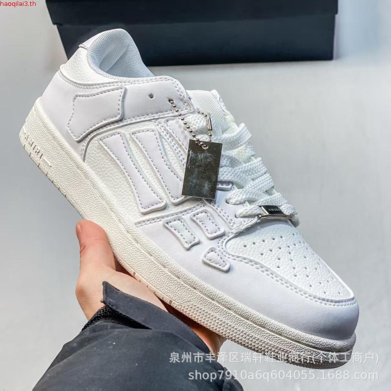 รองเท้าแตะขอบต่ำ Amiri สำหรับทั้งชายและหญิง หนังวัวชั้นนอก ระบายอากาศได้ดี ใส่สบายในสไตล์ลำลอง