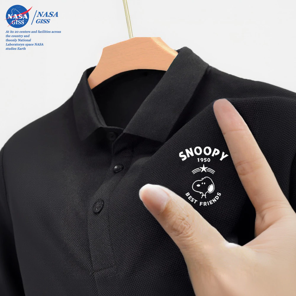 NASA เสื้อโปโล ผู้ชายผู้หญิง ทรงสวย summer POLO Snoopy พิมพ์ลาย ผ้าเย็นใส่สบายโพลีเอสเตอร์ ระบายอากาศ
