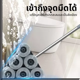 แปรงทำความสะอาดหัวสามเหลี่ยม ลวดสแตนเลส ยาว 126 ซม. แกนไม้ยาวหนาขึ้น ทนทาน อเนกประสงค์ ใช้ทำความสะอาดห้องน้ำ ห้องครัว