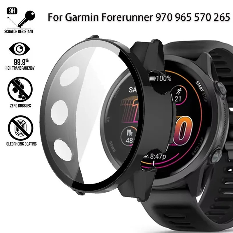 HD Toughened Film PC Shell สําหรับผู้เบิกทาง Garmin 970 570 965 265 165 เคสป้องกันรอยขีดข่วนกันตก Ga