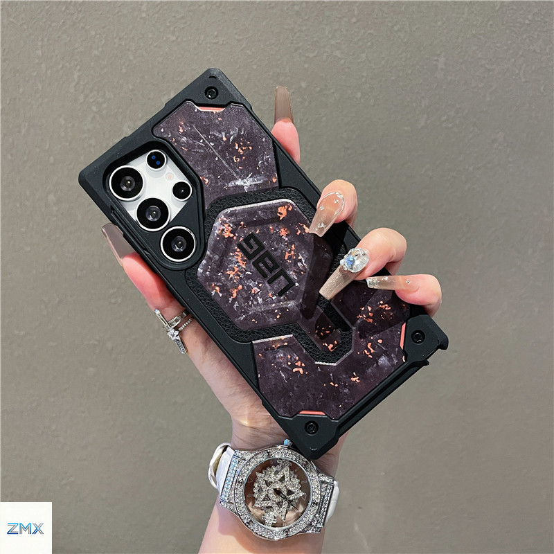 Camouflage UAG สําหรับ Samsung Galaxy S25 Ultra/S24 Ultra/S23 Ultra/S26/S25/S24/S23 เคสหนัง PU แม่เหล็ก ทนทาน กันกระแทก Heavy Duty