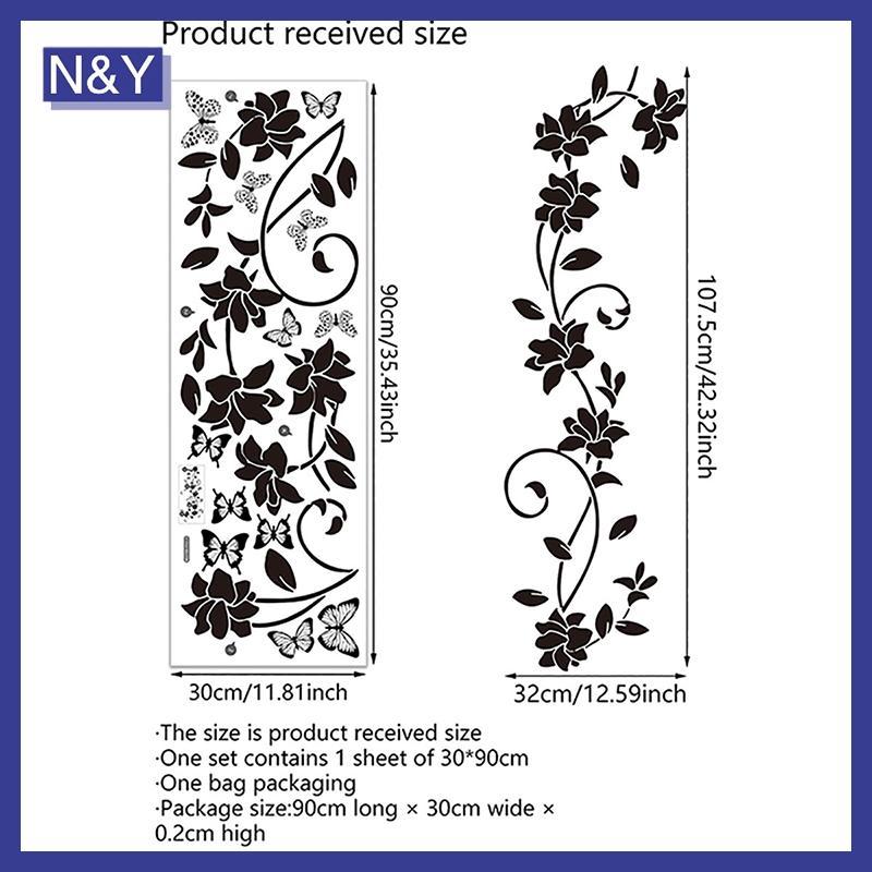 N&Y Floral Iris Vine Mirror Glass Stier ตกแต่งบ้านห้องน้ํา Self-กาว Wall Stier .