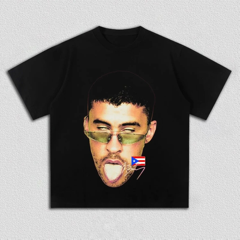 กราฟิกภาพ Bad Bunny เสื้อ unisex ผ้าฝ้าย 100% 2026 เสื้อยืดแขนสั้นผู้ชาย Hip Hop Y2k พร้อม O-neck