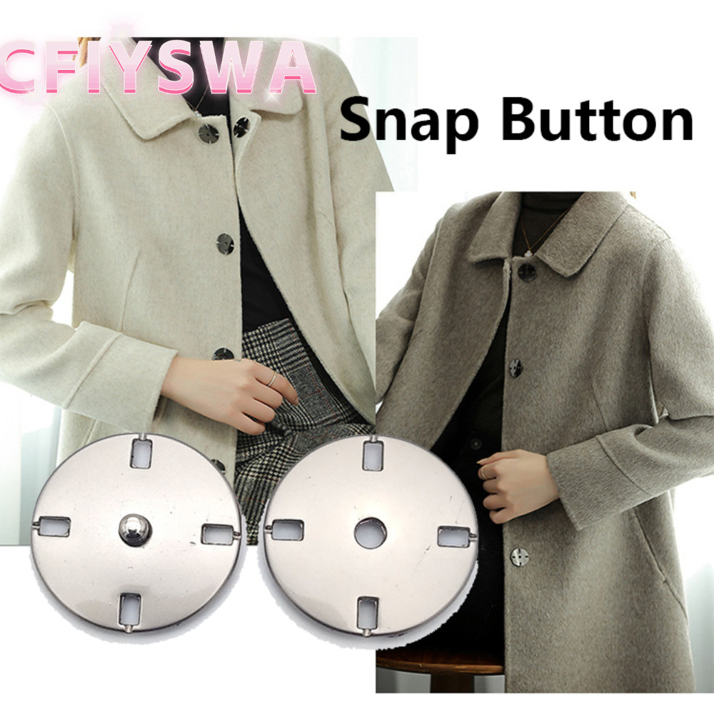 CFIYSWA 5 คู่ปุ่ม Snap,ที่มองไม่เห็นโลหะ Snap Fasteners,ตัดเย็บเสื้อผ้า Snap ทองสีดําเงินรอบปกปิดหัว