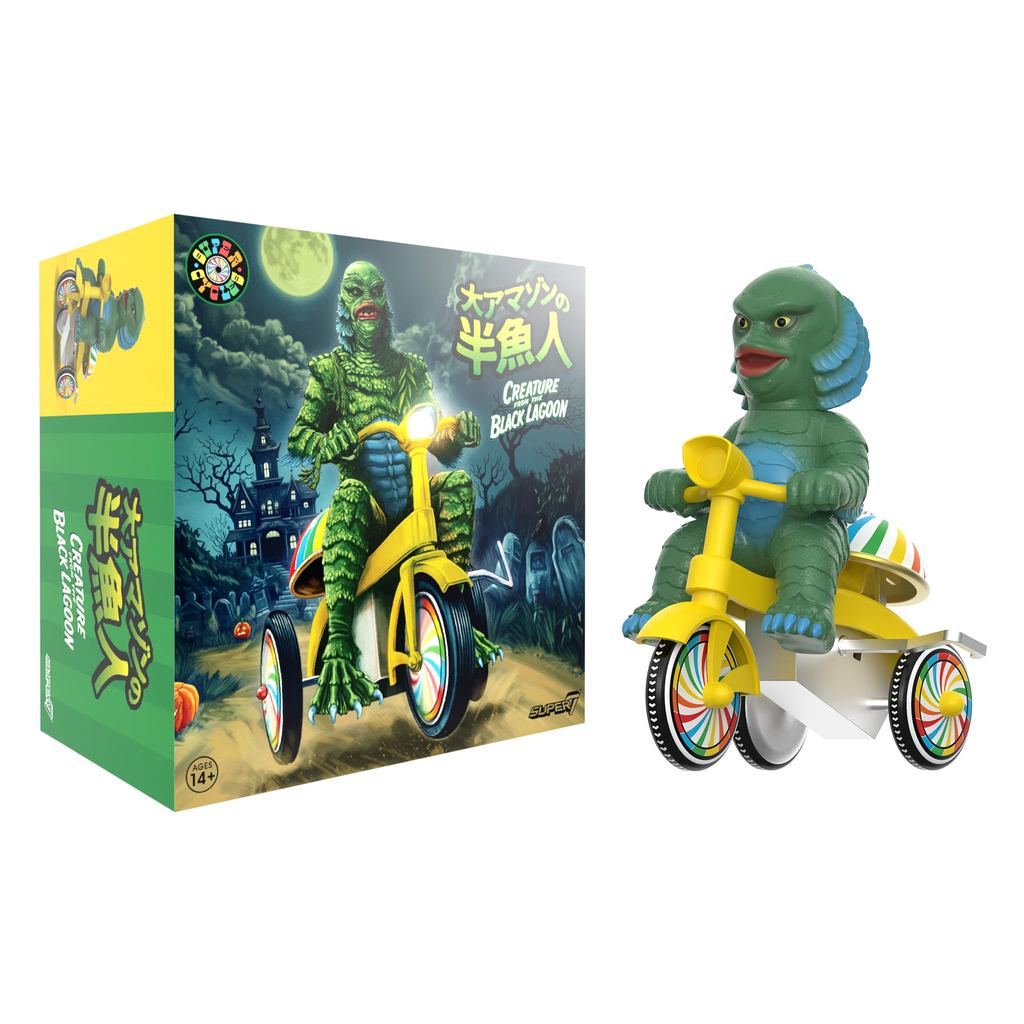 Super7 Super Cycles Universal Monster Creature Black Lagoon Green พร้อม Windup Yellow Trike - ฟิกเกอ