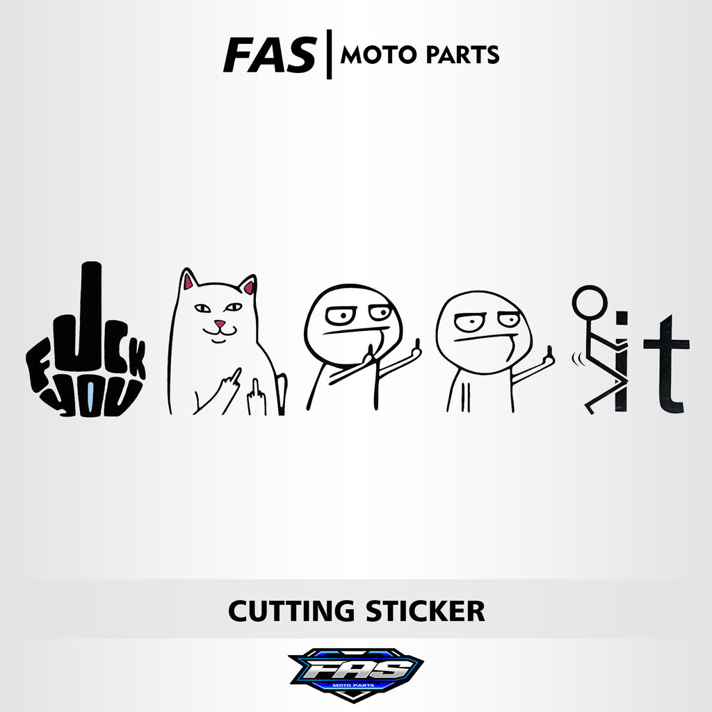 Fucek Middle Finger Cutting Cartoon Meme Sticker - Oracal Waterproof