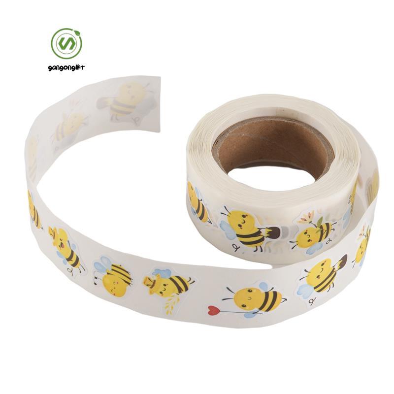 [gangong1kr]สติกเกอร์ผึ้งม้วน - 500 ชิ้นสติกเกอร์อนุบาลผึ้งน่ารักสําหรับโปรดปรานคริสต์มาส,อุปกรณ์สํานักงานและงานฝีมือ
