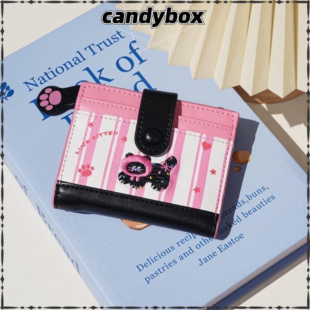 CANDYBOX กระเป๋าสตางค์ใบสั้นและใส่เหรียญ ออกแบบลายการ์ตูนลูกแมว สี Dopamine หรูหราพร้อมซิปสำหรับการท่องเที่ยว