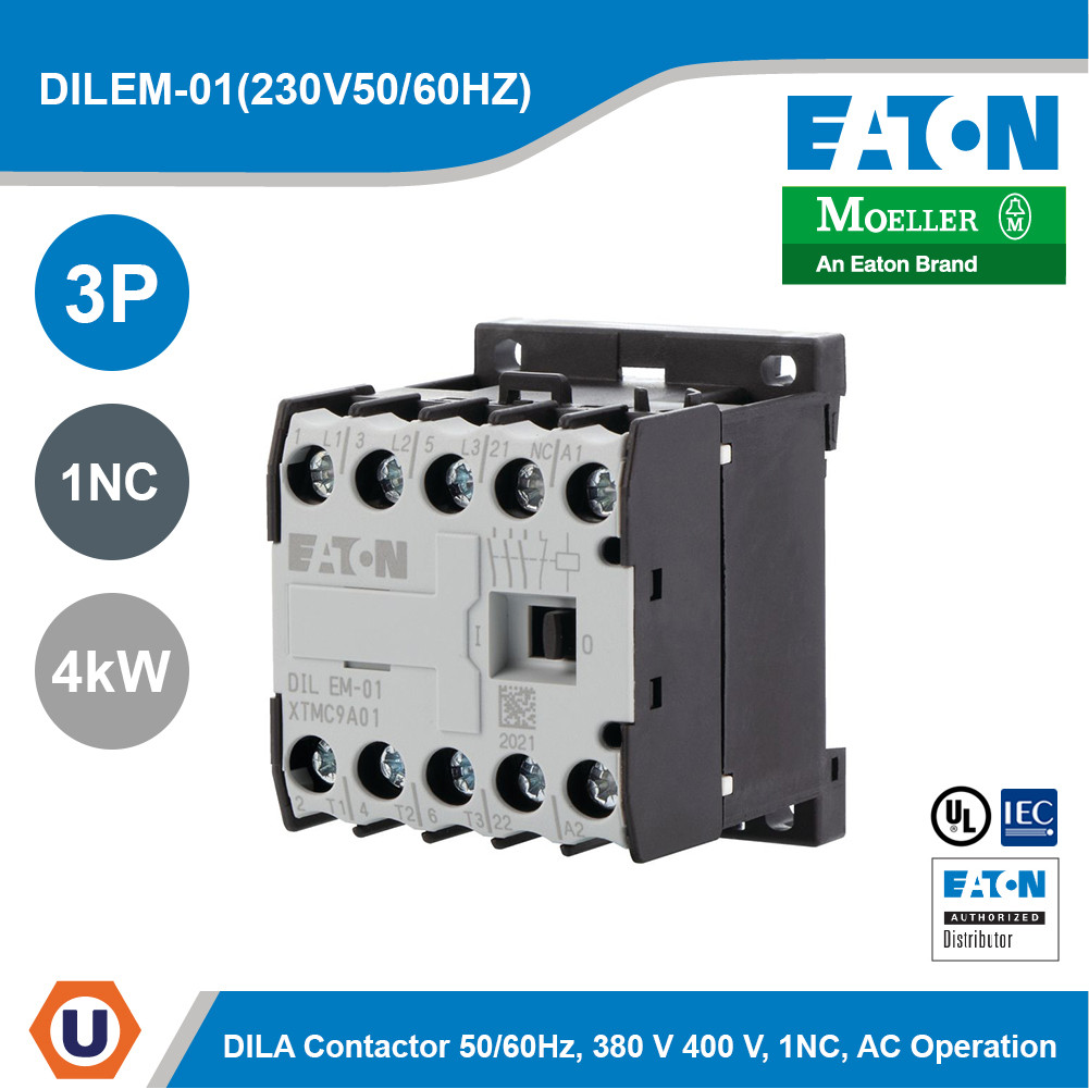 EATON Moeller Series DILEM Mini Contactor 3P 220V 50/60Hz 4kW | DILEM-01(230V50/60HZ) | Ucanbuys