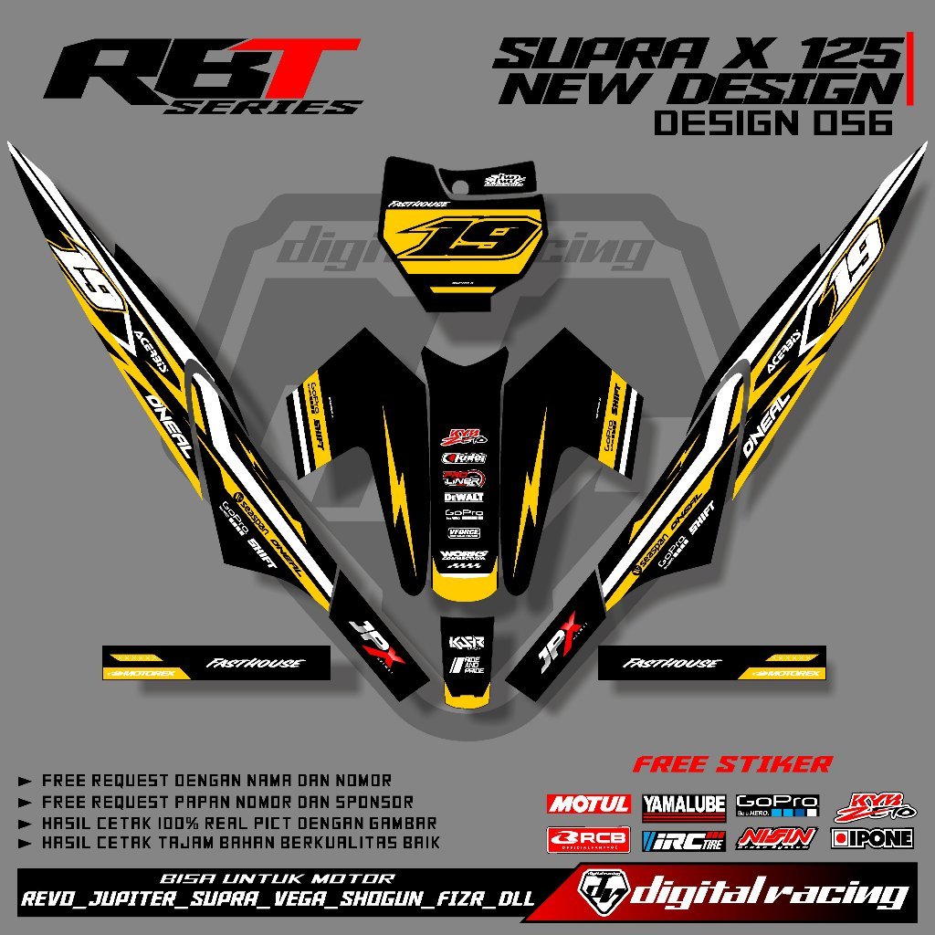 RBT/GTX SUPRA X 125 สติ๊กเกอร์, ล่าสุดดัดแปลง RBT เป็ดรถจักรยานยนต์ Striping Variation สติกเกอร์, SU