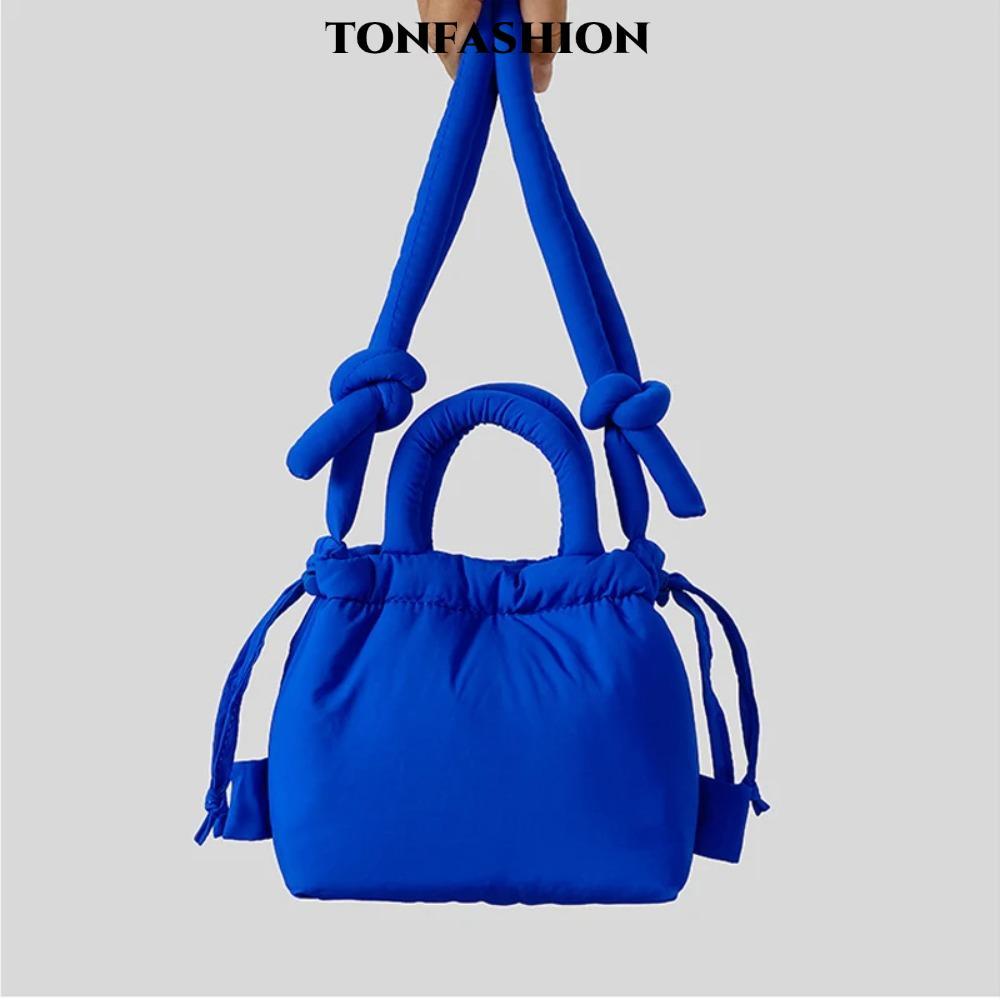 TONFASHION Puffer Tote Bag, Nylon Down Soft Puffer Shoulder Bag, Fashion Cushion Cotton Mini Crossbo