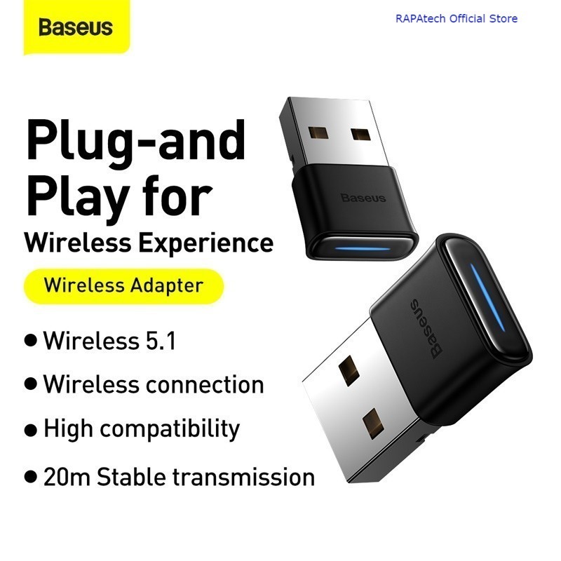 Baseus Mini Adapter BA04 Mini Adapter ตัวรับสัญญาณดองเกิลบลูทูธไร้สาย USB 5.0 ของแท้