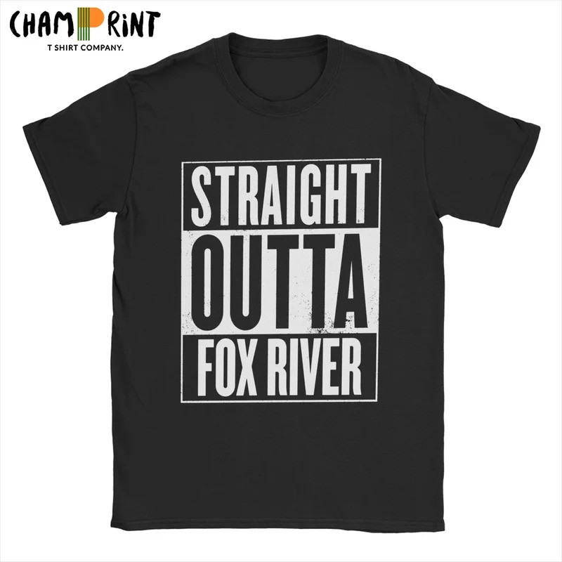 เสื้อยืด Prison Break Straight Outta สำหรับผู้ชาย ผ้าฝ้าย 100% เสื้อยืดลำลอง คอกลม แขนสั้น สำหรับผู้